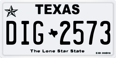 TX license plate DIG2573
