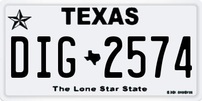 TX license plate DIG2574