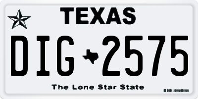 TX license plate DIG2575