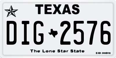 TX license plate DIG2576
