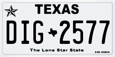 TX license plate DIG2577