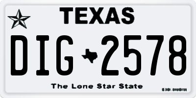 TX license plate DIG2578