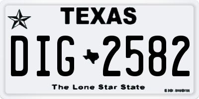 TX license plate DIG2582