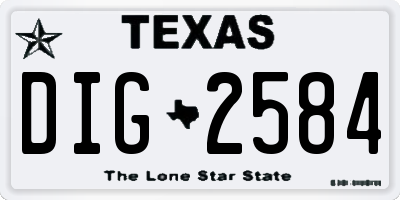 TX license plate DIG2584