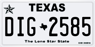 TX license plate DIG2585