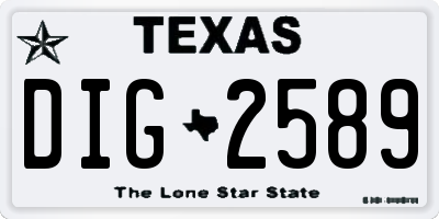 TX license plate DIG2589