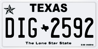 TX license plate DIG2592