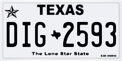 TX license plate DIG2593