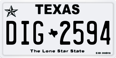 TX license plate DIG2594