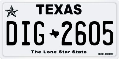TX license plate DIG2605