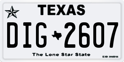 TX license plate DIG2607