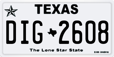 TX license plate DIG2608