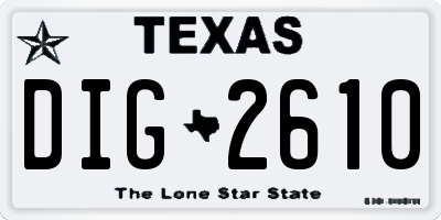 TX license plate DIG2610