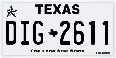 TX license plate DIG2611