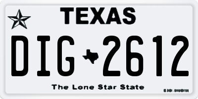 TX license plate DIG2612