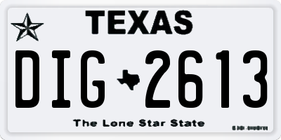 TX license plate DIG2613