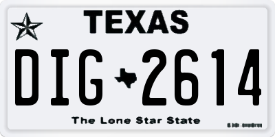TX license plate DIG2614