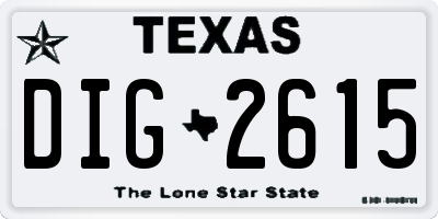 TX license plate DIG2615
