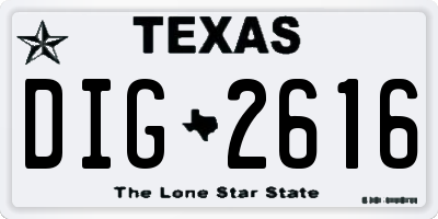 TX license plate DIG2616