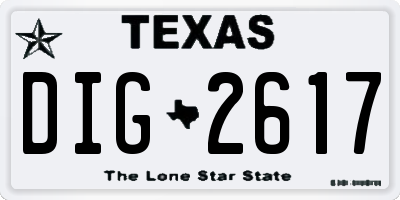 TX license plate DIG2617