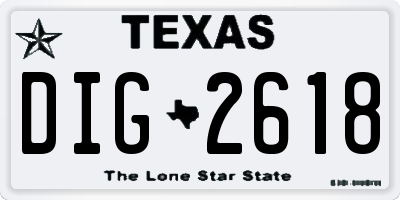 TX license plate DIG2618