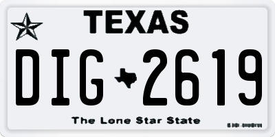 TX license plate DIG2619