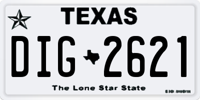 TX license plate DIG2621