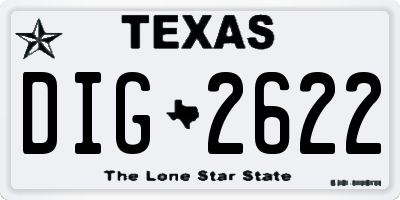 TX license plate DIG2622
