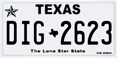 TX license plate DIG2623
