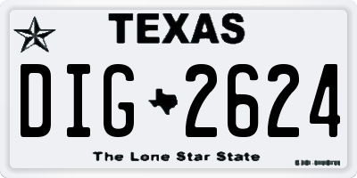 TX license plate DIG2624
