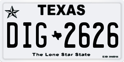 TX license plate DIG2626
