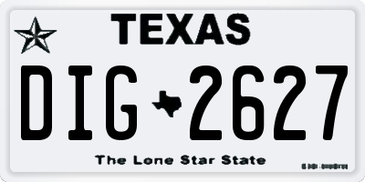 TX license plate DIG2627