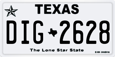 TX license plate DIG2628