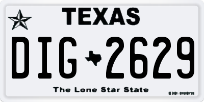 TX license plate DIG2629