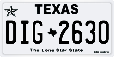 TX license plate DIG2630
