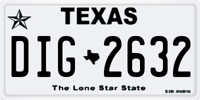 TX license plate DIG2632