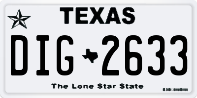 TX license plate DIG2633