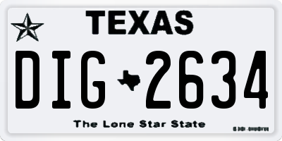 TX license plate DIG2634