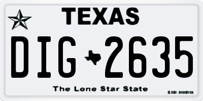TX license plate DIG2635