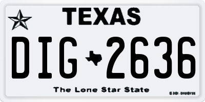 TX license plate DIG2636