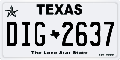 TX license plate DIG2637