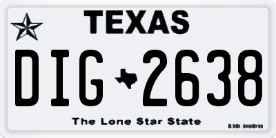 TX license plate DIG2638