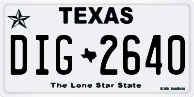 TX license plate DIG2640