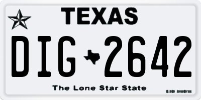 TX license plate DIG2642