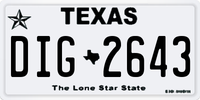 TX license plate DIG2643