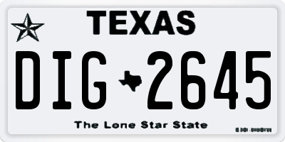 TX license plate DIG2645