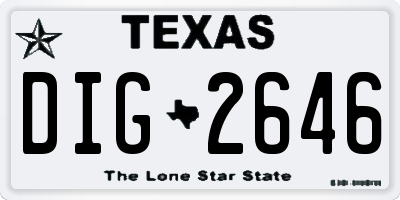 TX license plate DIG2646