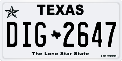 TX license plate DIG2647