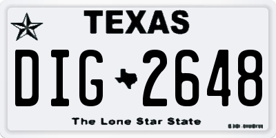 TX license plate DIG2648