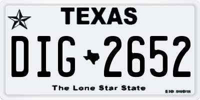 TX license plate DIG2652